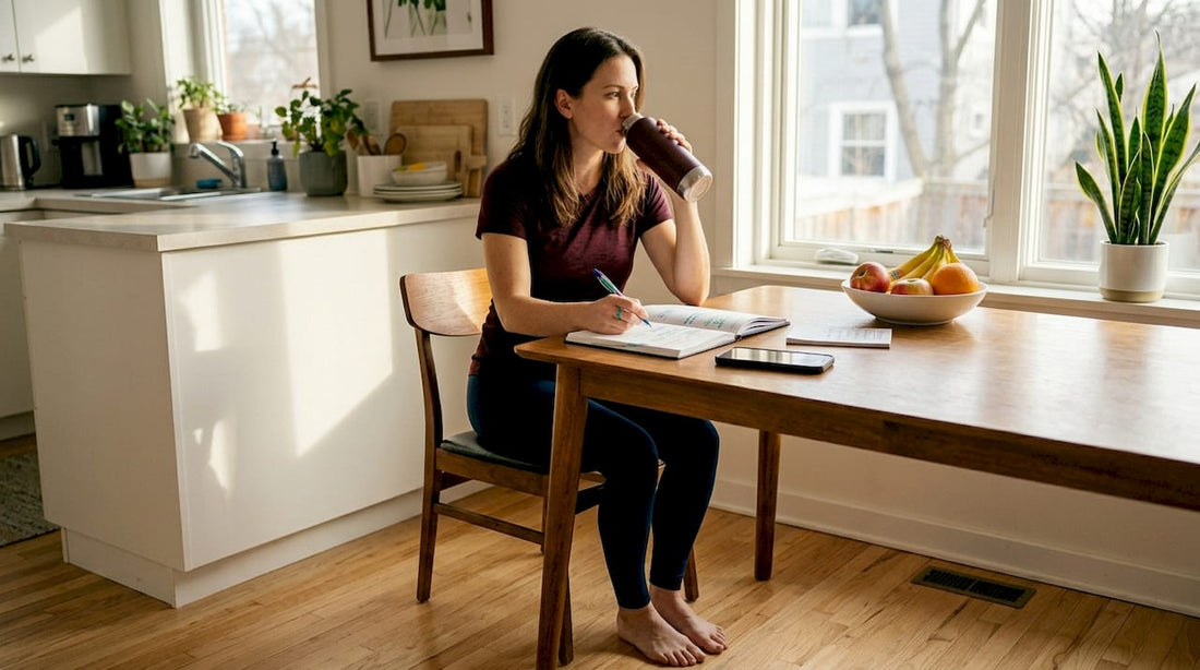 Woman planning daily wellness workflow