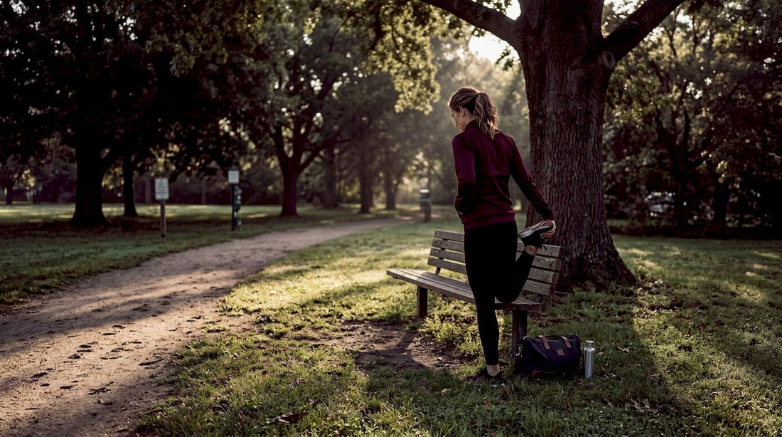 Woman stretching in park for cellular energy
