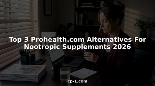Woman checking supplement bottles in home office