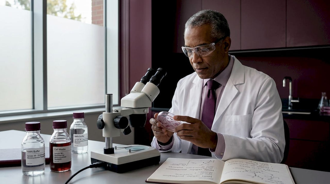 Scientist analyzing cellular samples in lab