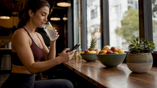 Woman timing intermittent fasting on phone