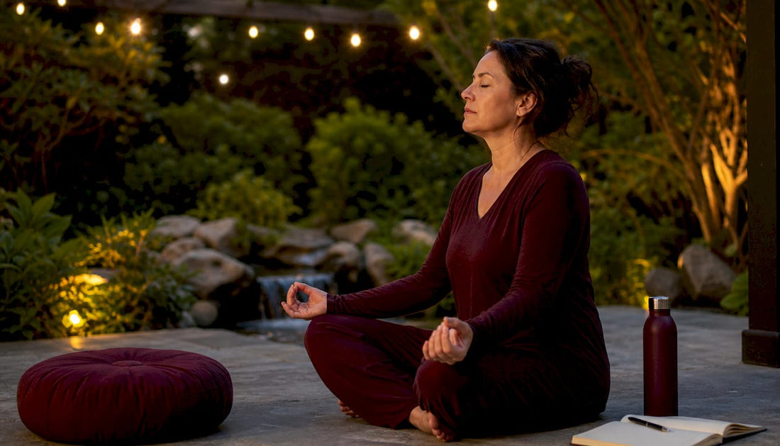 Woman meditating in sunlit room