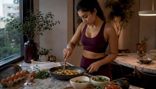 Woman preparing nutritious meal for energy