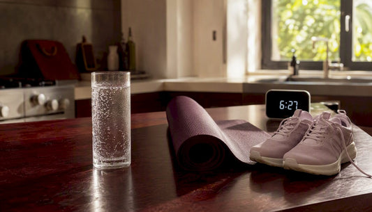 Morning wellness routine setup on counter