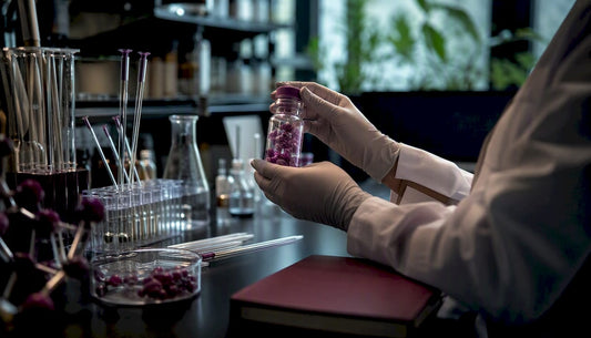 Close-up of hands handling cell culture in lab