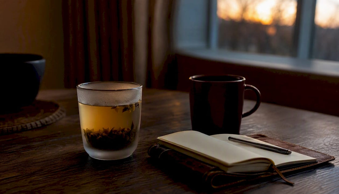 Morning stress resilience routine items on table