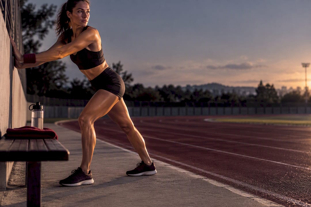 Athlete stretching after intense exercise