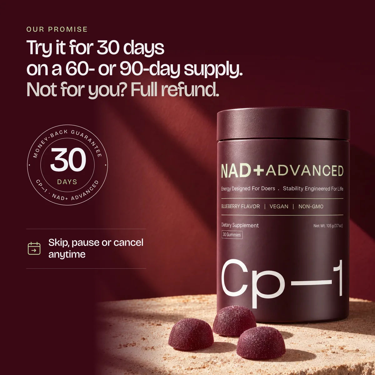 Our promise: try CP-1 for 30 days on a 60- or 90-day supply. Not for you? Full refund